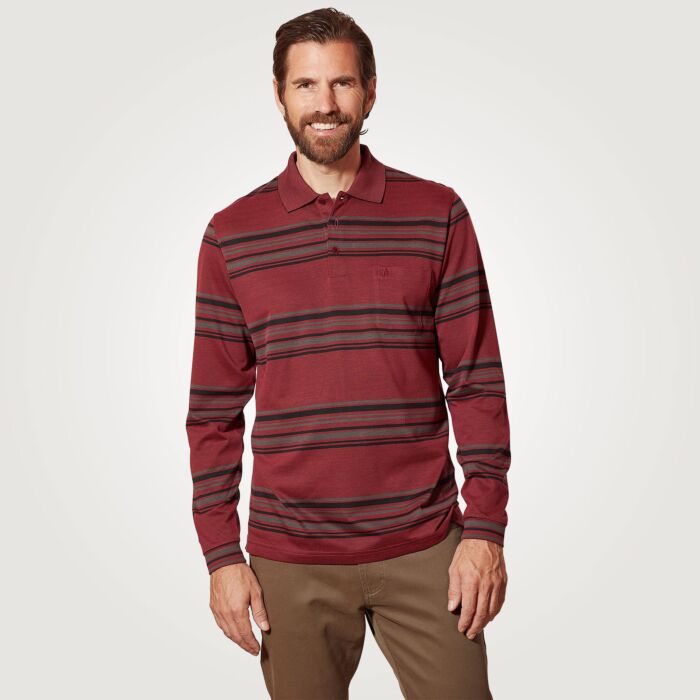 Ragman Langarm-Polohemd mit Streifenmuster Ragman Langarm-Polohemd mit Streifenmuster von Ragman