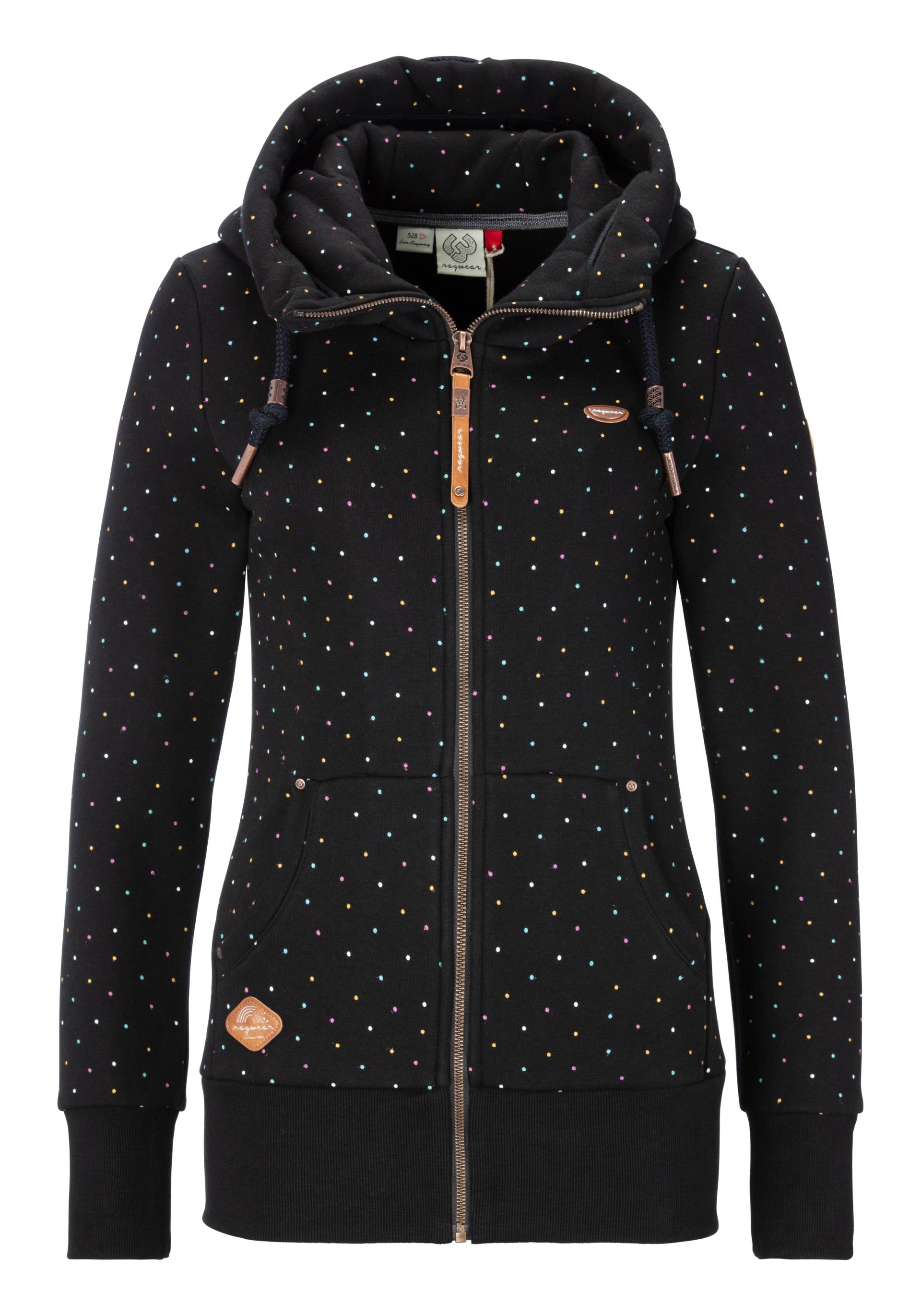 Ragwear Kapuzensweatjacke »NESKA DOTS MULTICOLOR ZIP O«, Longsleeve Jacke im Multicolor-Allover-Dots-Print-Design von Ragwear