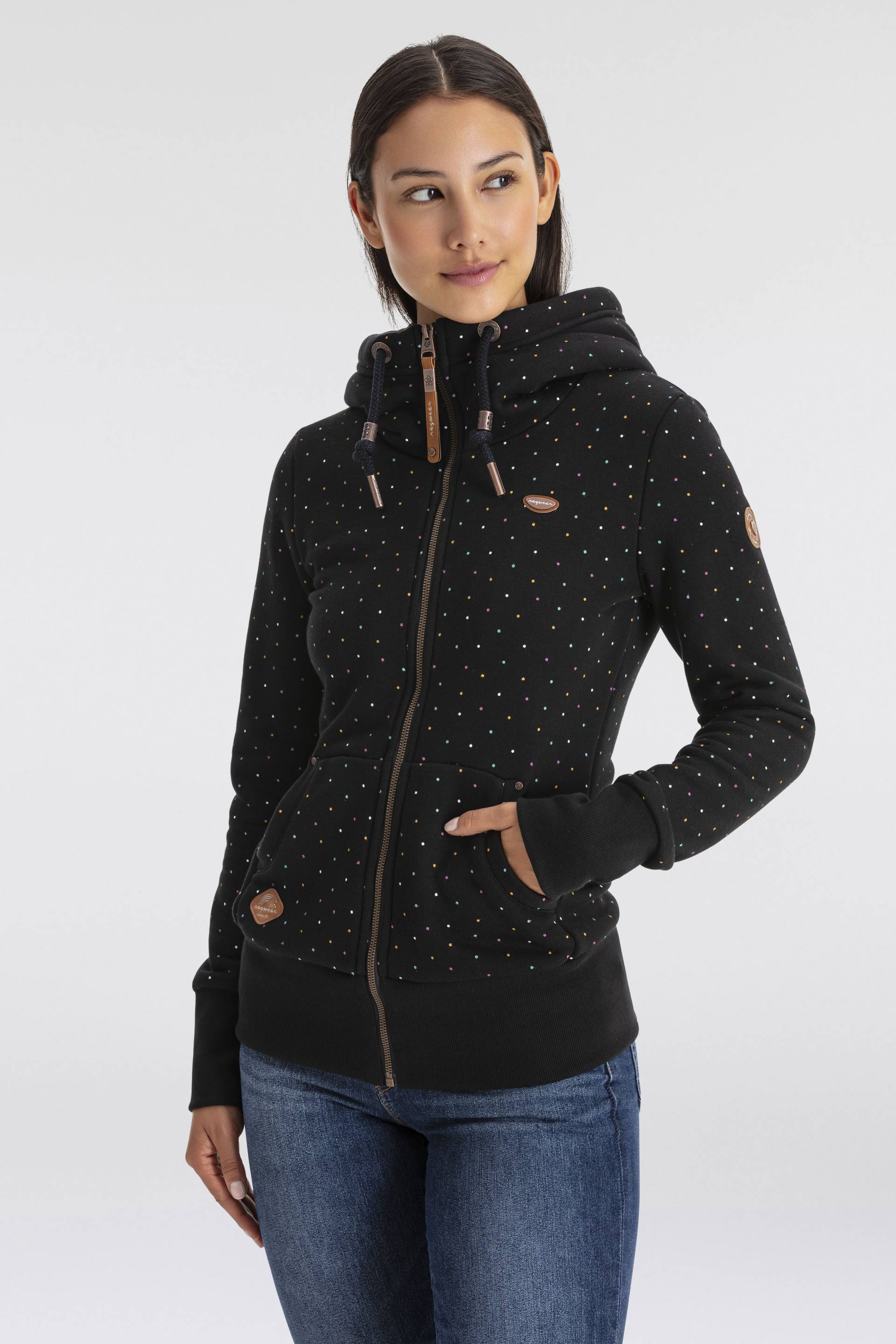 Ragwear Kapuzensweatjacke »NESKA DOTS MULTICOLOR ZIP O«, Longsleeve Jacke im Multicolor-Allover-Dots-Print-Design von Ragwear