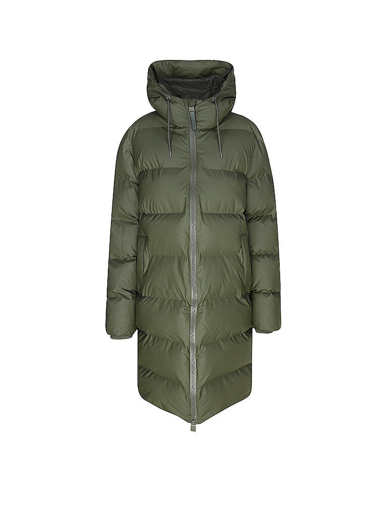 RAINS Steppmantel ALTA LONGER PUFFER JACKET dunkelgrün | L von Rains