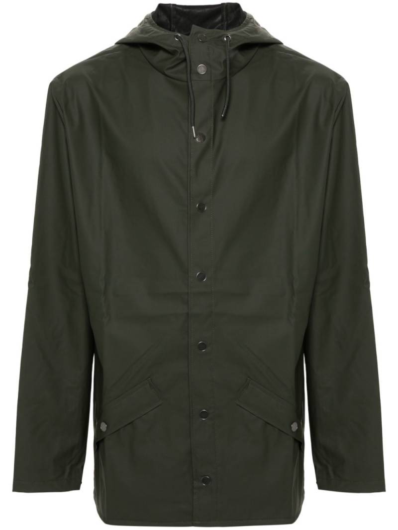 Rains drawstring-hood buttoned rain jacket - Black von Rains