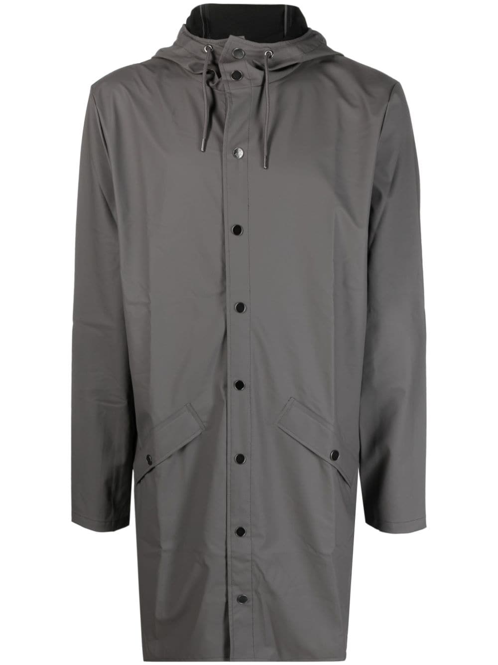 Rains hooded stud-fastening raincoat - Grey von Rains