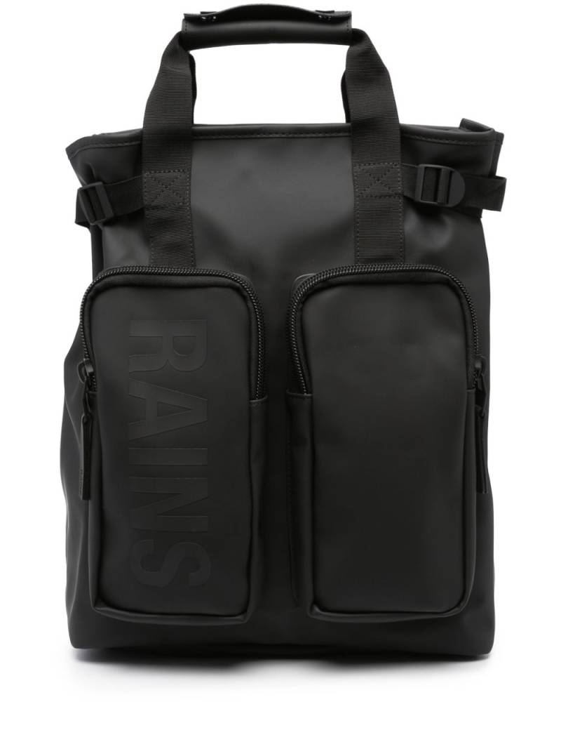 Rains logo-print multi-pocket backpack - Black von Rains