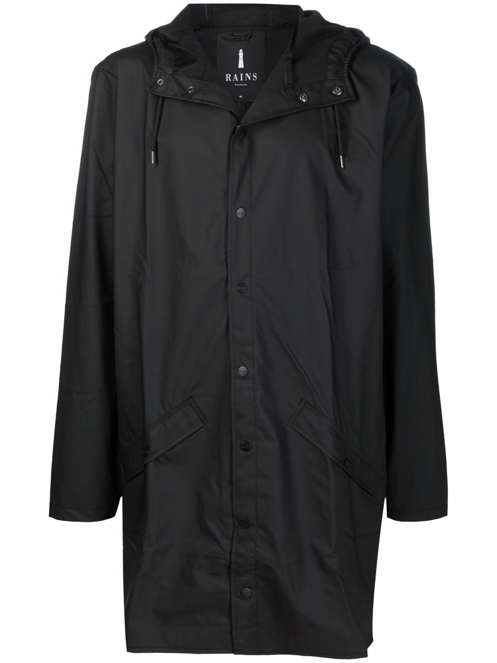 Rains press-stud hooded raincoat - Black von Rains