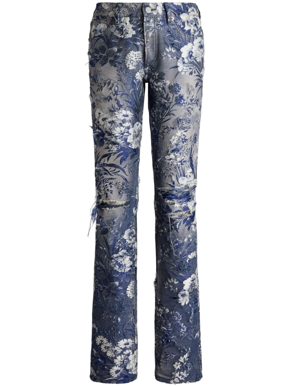 Ralph Lauren Collection 160 distressed floral-jacquard jeans - Blue von Ralph Lauren Collection