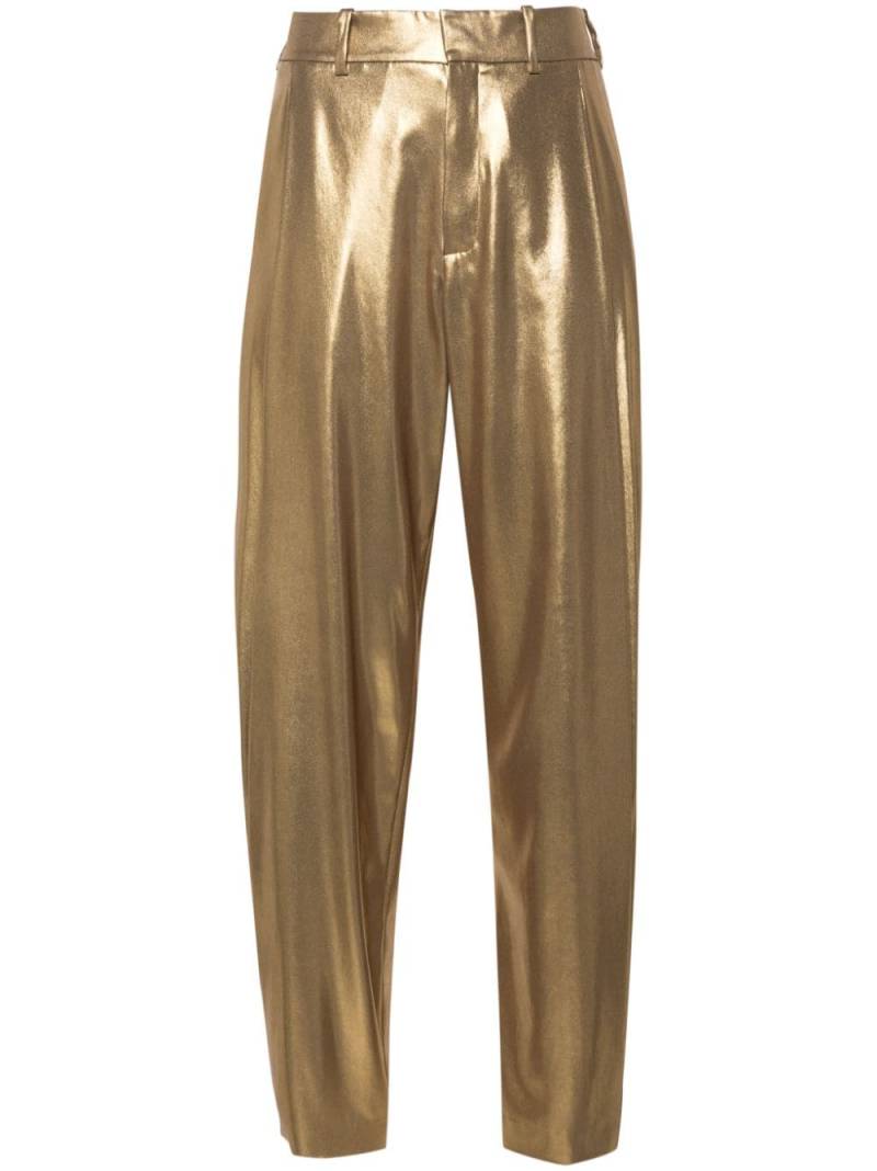 Ralph Lauren Collection Cassidy laminated-finish tapered trousers - Gold von Ralph Lauren Collection