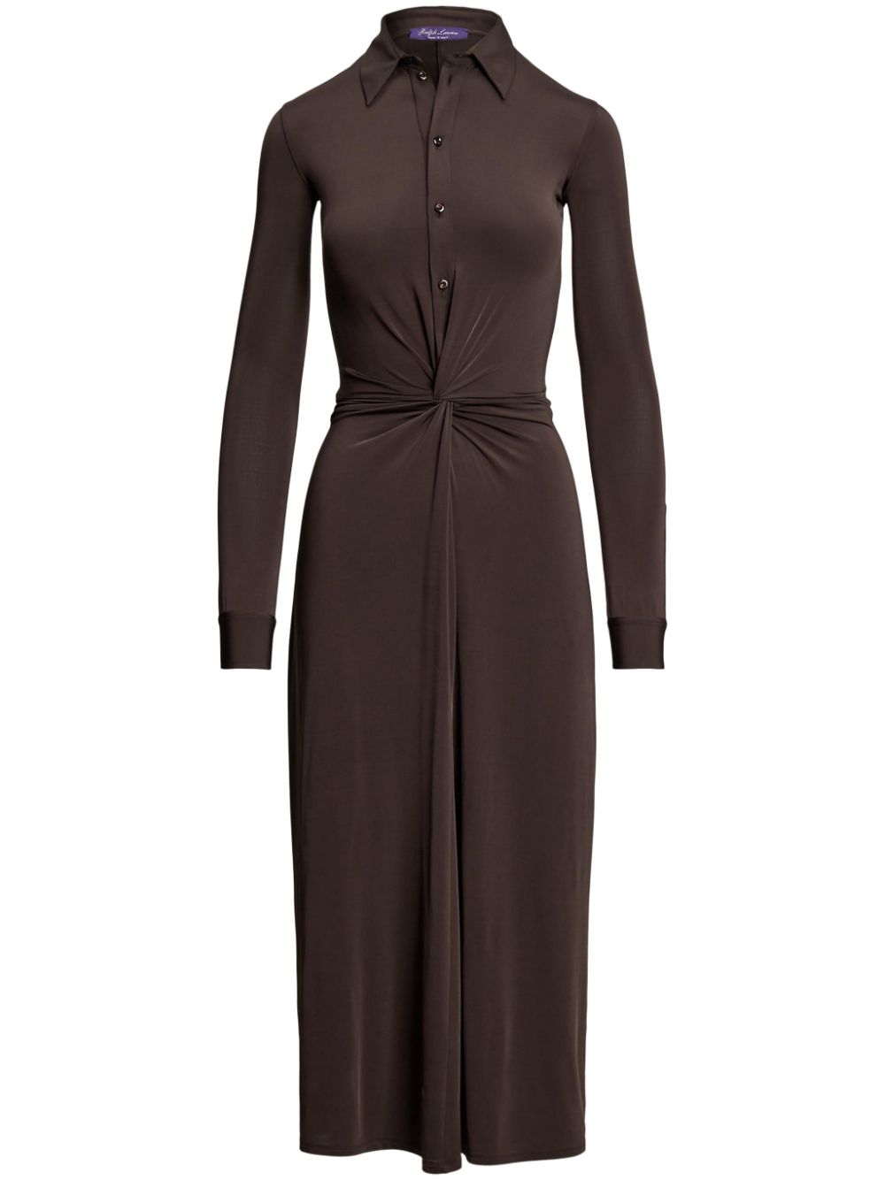 Ralph Lauren Collection draped detailing long-sleeve dress - Brown von Ralph Lauren Collection