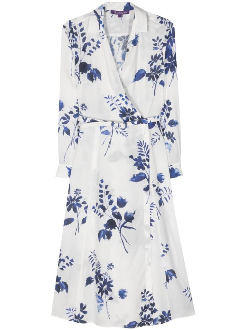 Ralph Lauren Collection floral-print wrap midi dress - White von Ralph Lauren Collection