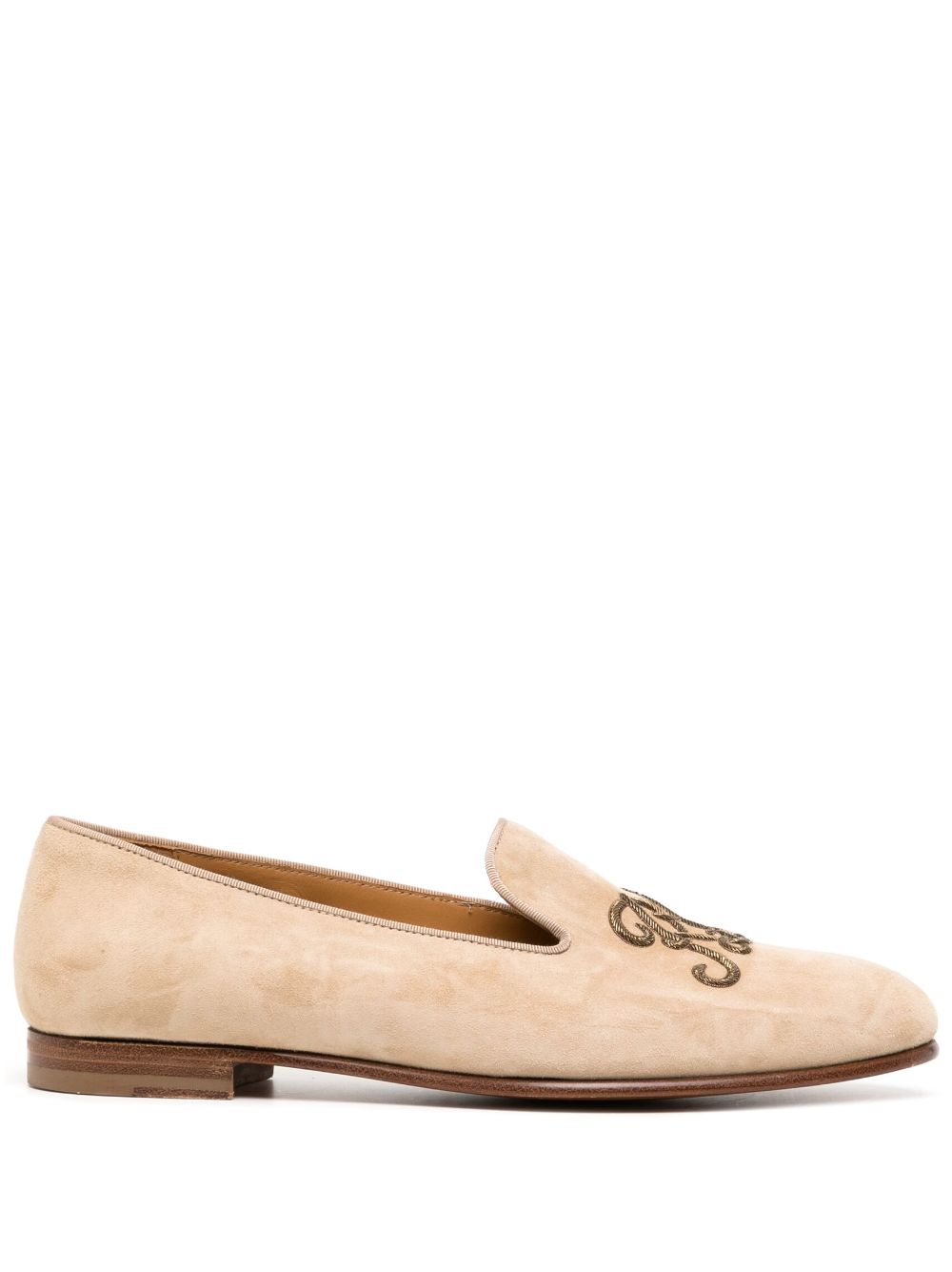 Ralph Lauren Collection logo-embroidered leather loafers - Brown von Ralph Lauren Collection