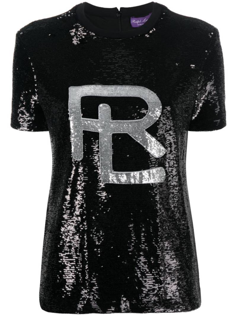 Ralph Lauren Collection logo sequin T-shirt - Black von Ralph Lauren Collection