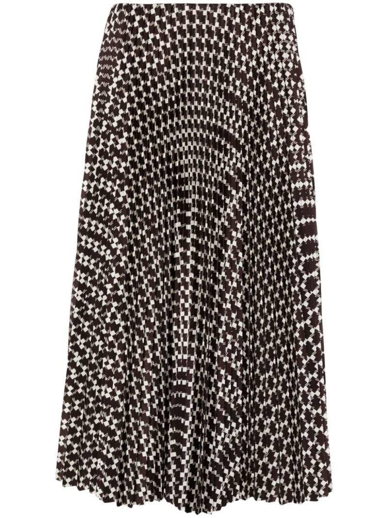 Ralph Lauren Collection plissé geometric midi skirt - Brown von Ralph Lauren Collection