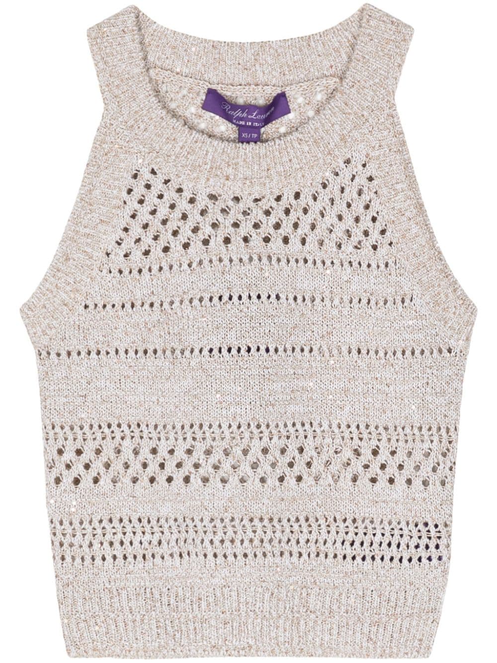 Ralph Lauren Collection pointelle-knit cropped top - Neutrals von Ralph Lauren Collection
