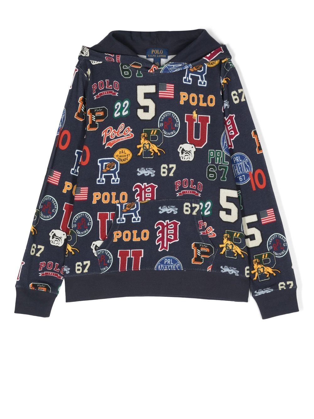 Ralph Lauren Kids Letterman-print cotton-blend hoodie - Blue von Ralph Lauren Kids