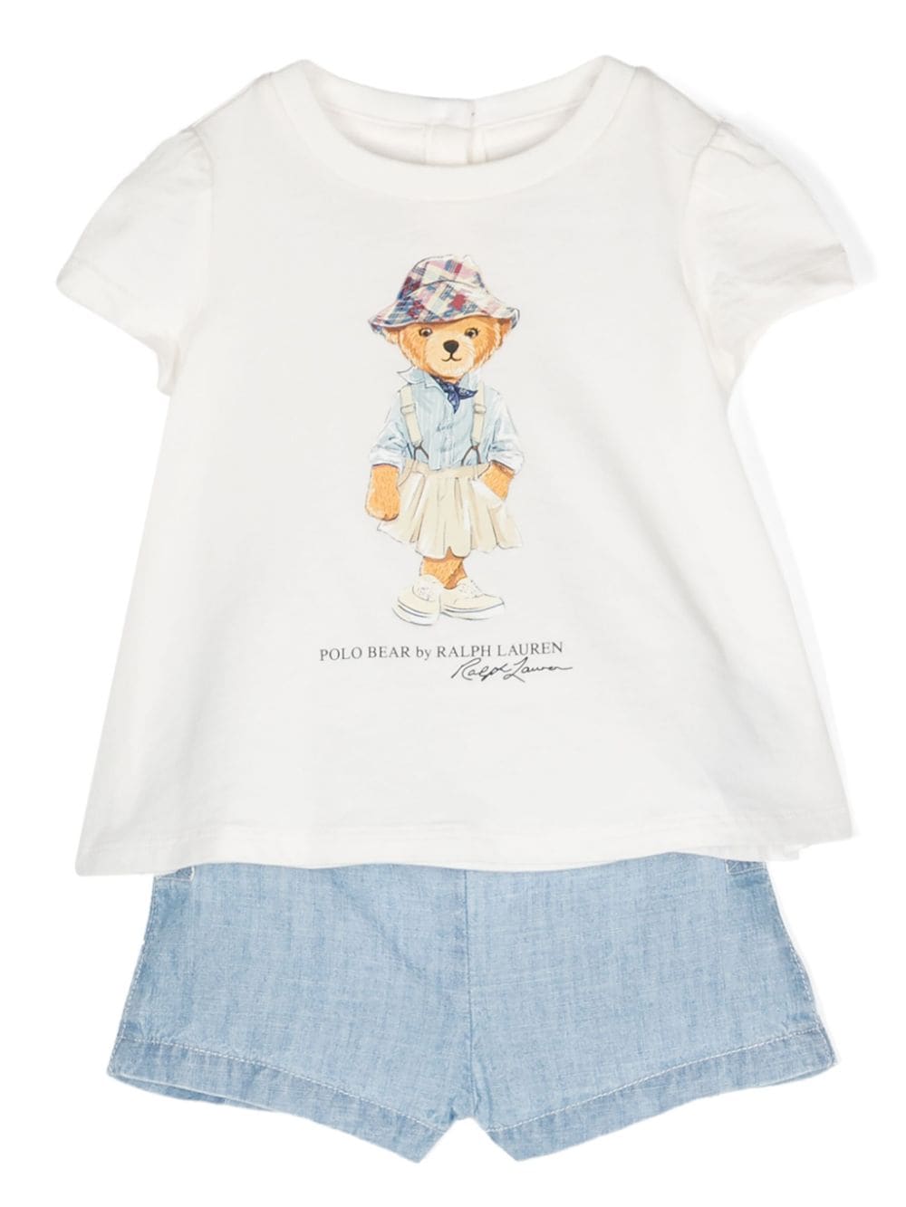 Ralph Lauren Kids Polo Bear cotton shorts set - White von Ralph Lauren Kids