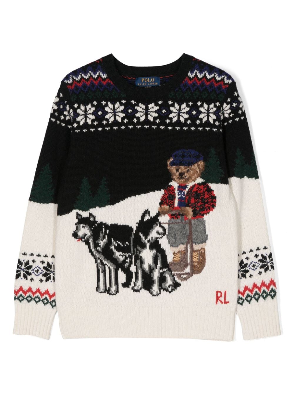 Ralph Lauren Kids Polo Bear intarsia-knit jumper - Black von Ralph Lauren Kids