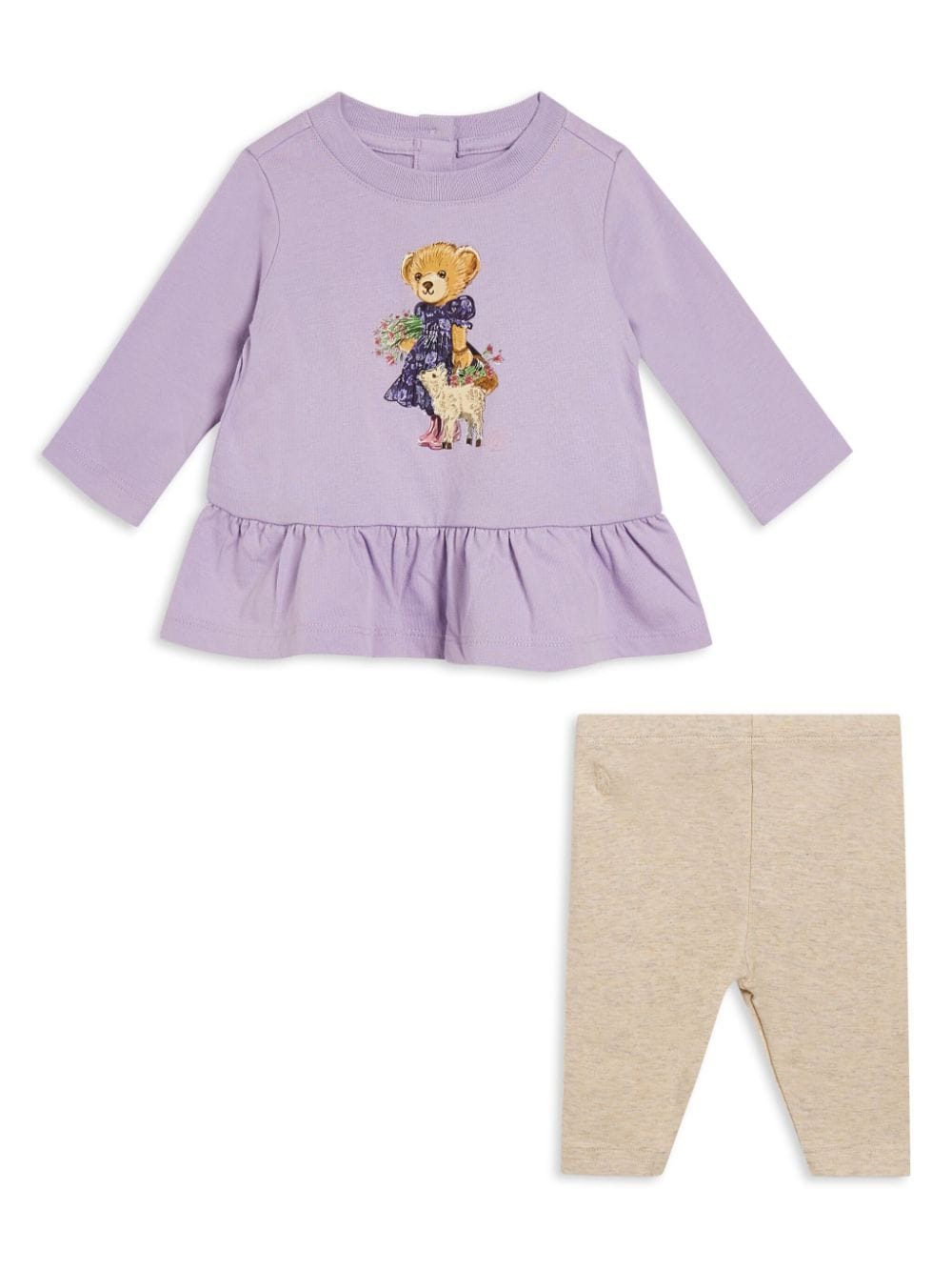 POLO RALPH LAUREN KIDS Polo Bear jersey and legging set - Purple von POLO RALPH LAUREN KIDS