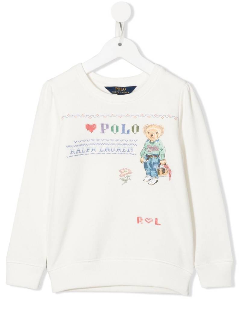 Ralph Lauren Kids Polo Bear logo-embroidered sweatshirt - White von Ralph Lauren Kids