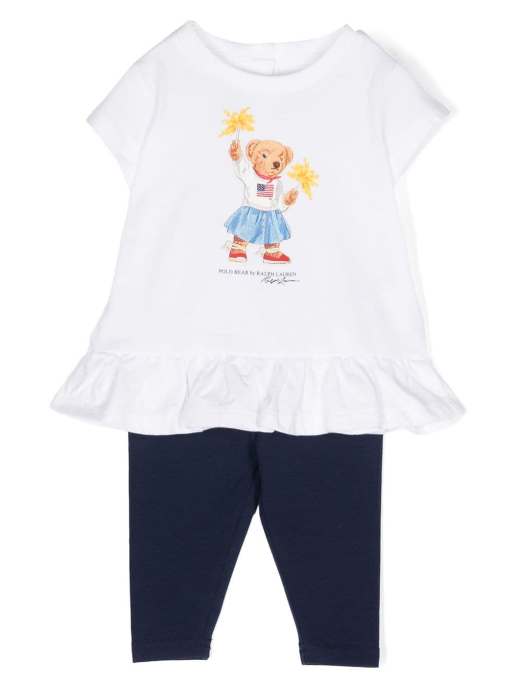 Ralph Lauren Kids Polo Bear-print cotton leggings set - White von Ralph Lauren Kids