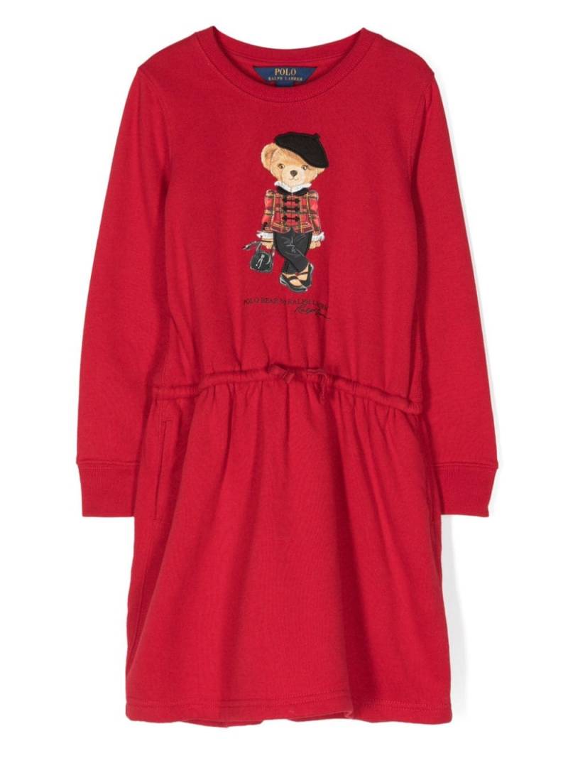 Ralph Lauren Kids Polo-Bear print drawstring jersey dress - Red von Ralph Lauren Kids