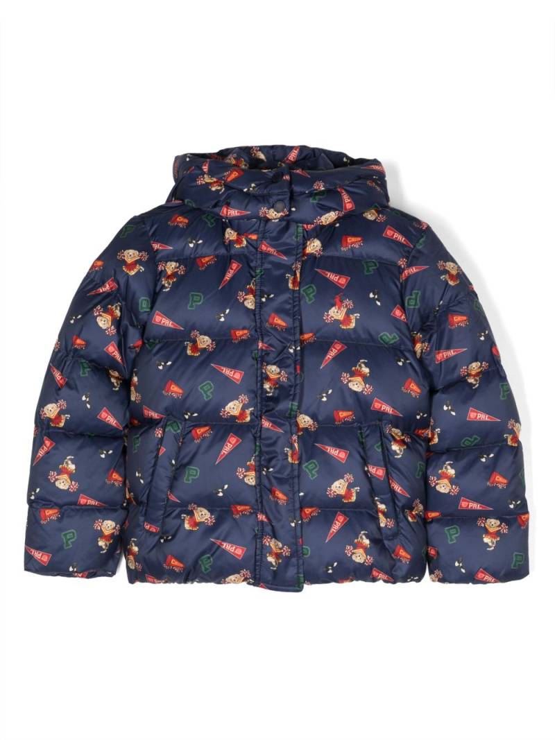 Ralph Lauren Kids Polo Bear-print feather-down jacket - Blue von Ralph Lauren Kids