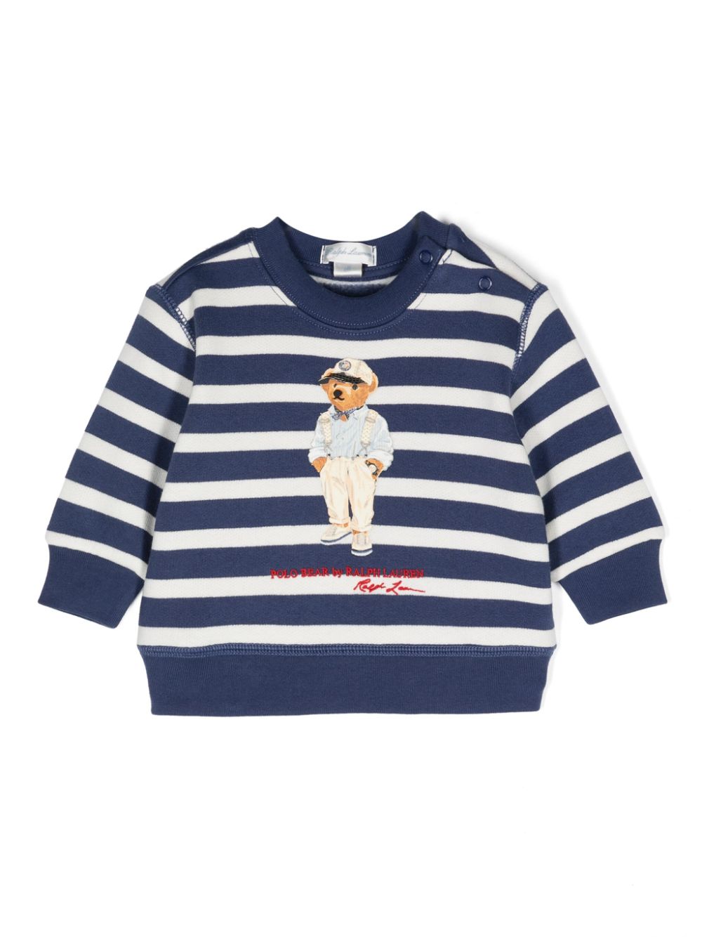 Ralph Lauren Kids Polo Bear-print striped sweatshirt - Blue von Ralph Lauren Kids