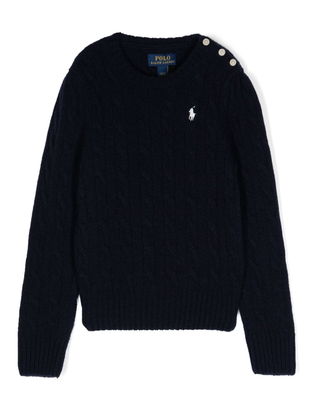 Ralph Lauren Kids Polo Pony cable-knit jumper - Blue von Ralph Lauren Kids