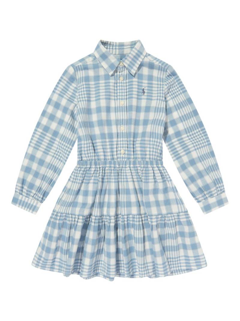 POLO RALPH LAUREN KIDS Polo Pony-embroidered checked dress - Blue von POLO RALPH LAUREN KIDS