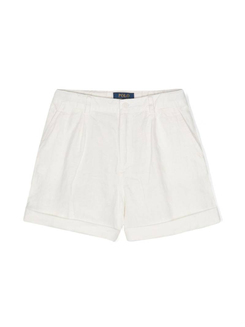 Ralph Lauren Kids Polo Pony-embroidered linen shorts - White von Ralph Lauren Kids