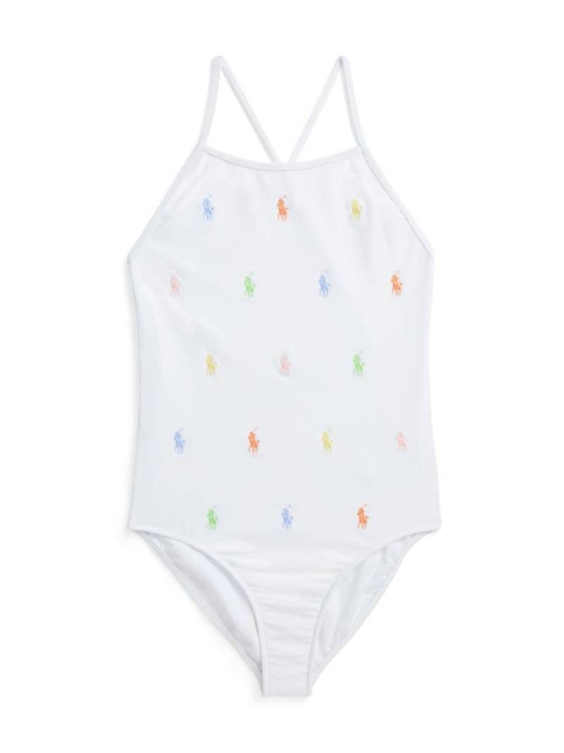 Ralph Lauren Kids Polo Pony-embroidered square-neck swimsuit - White von Ralph Lauren Kids