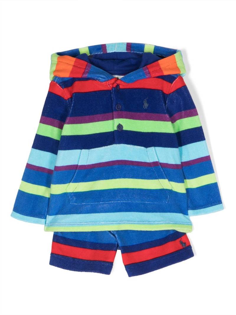 POLO RALPH LAUREN KIDS Polo Pony-embroidered striped short set - Blue von POLO RALPH LAUREN KIDS