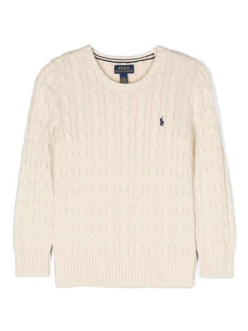 Ralph Lauren Kids Polo Pony-embroidered sweater - Neutrals von Ralph Lauren Kids