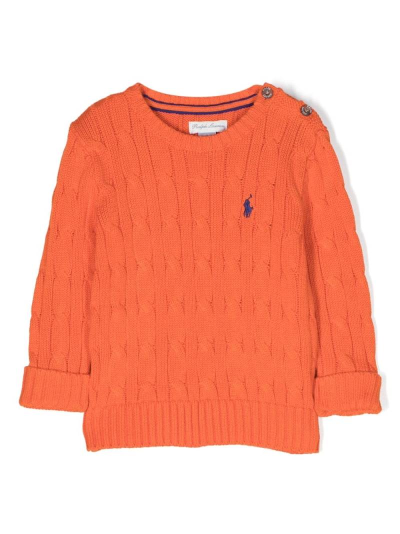 Ralph Lauren Kids Polo-Pony patch cable-knit jumper - Orange von Ralph Lauren Kids