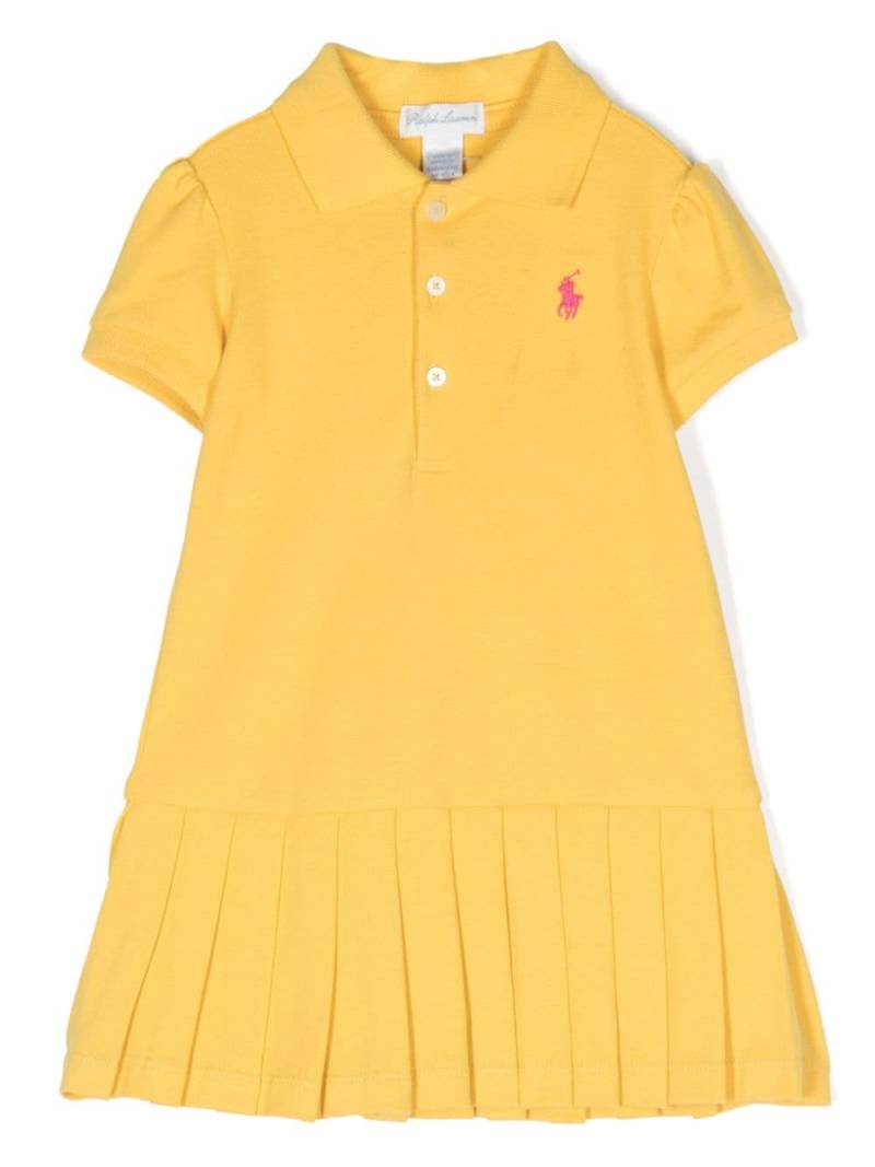 Ralph Lauren Kids Pony-embroidered pleated dress - Yellow von Ralph Lauren Kids