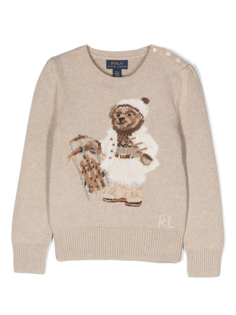 Ralph Lauren Kids Teddy Bear-motif cotton jumper - Neutrals von Ralph Lauren Kids