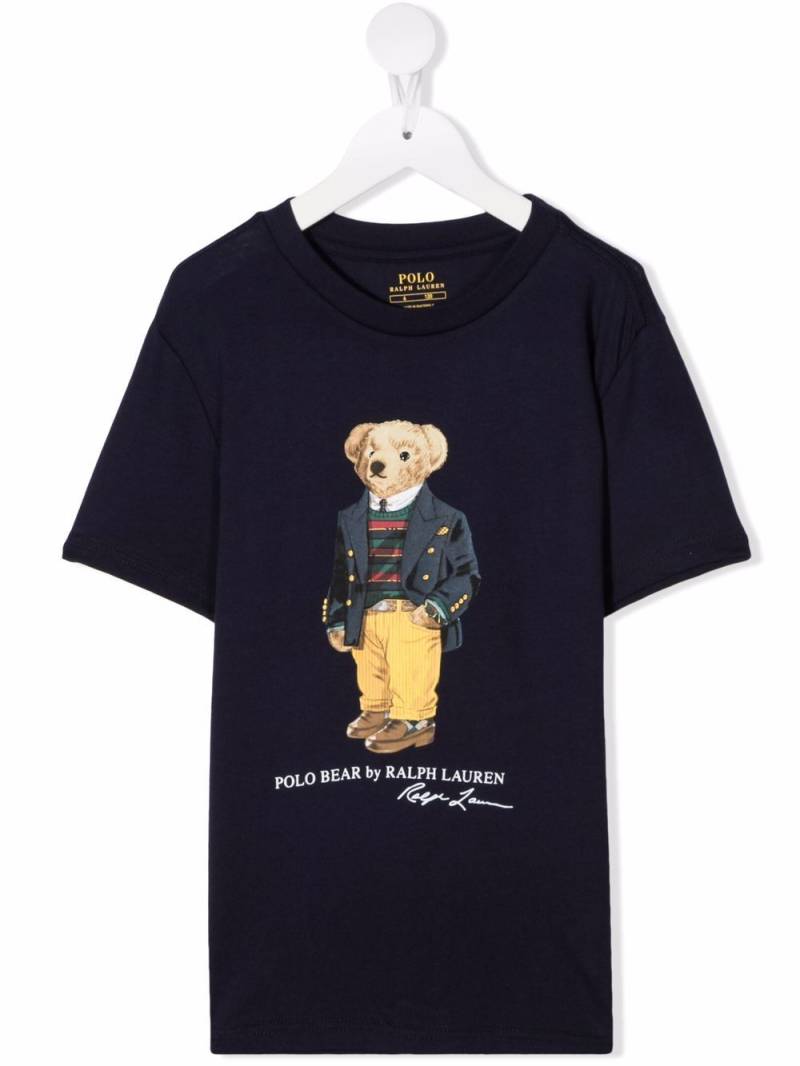 POLO RALPH LAUREN KIDS Teddy Bear-print cotton T-Shirt - Blue von POLO RALPH LAUREN KIDS