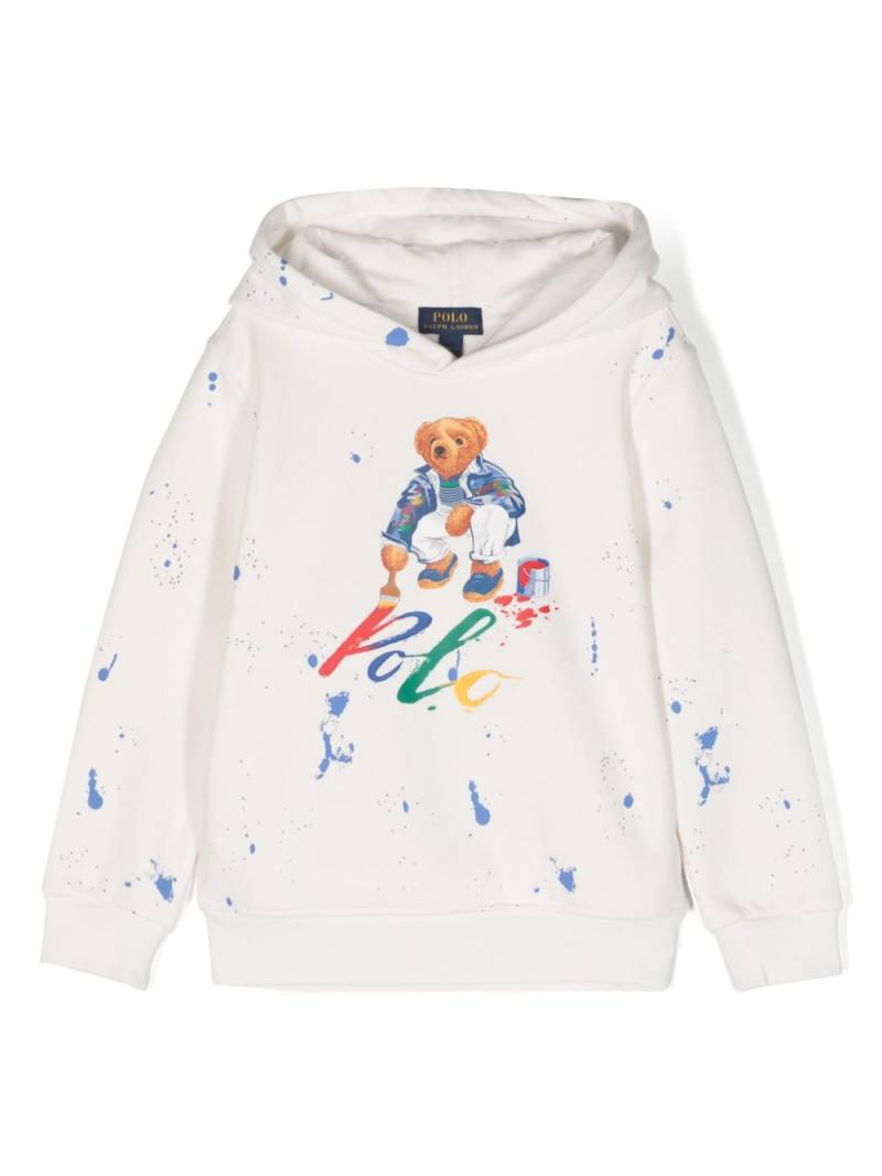 POLO RALPH LAUREN KIDS Teddy Bear-print cotton hoodie - White von POLO RALPH LAUREN KIDS