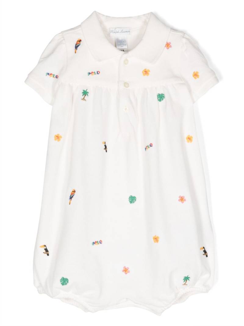 POLO RALPH LAUREN KIDS Tropical-embroidered cotton shorties - White von POLO RALPH LAUREN KIDS