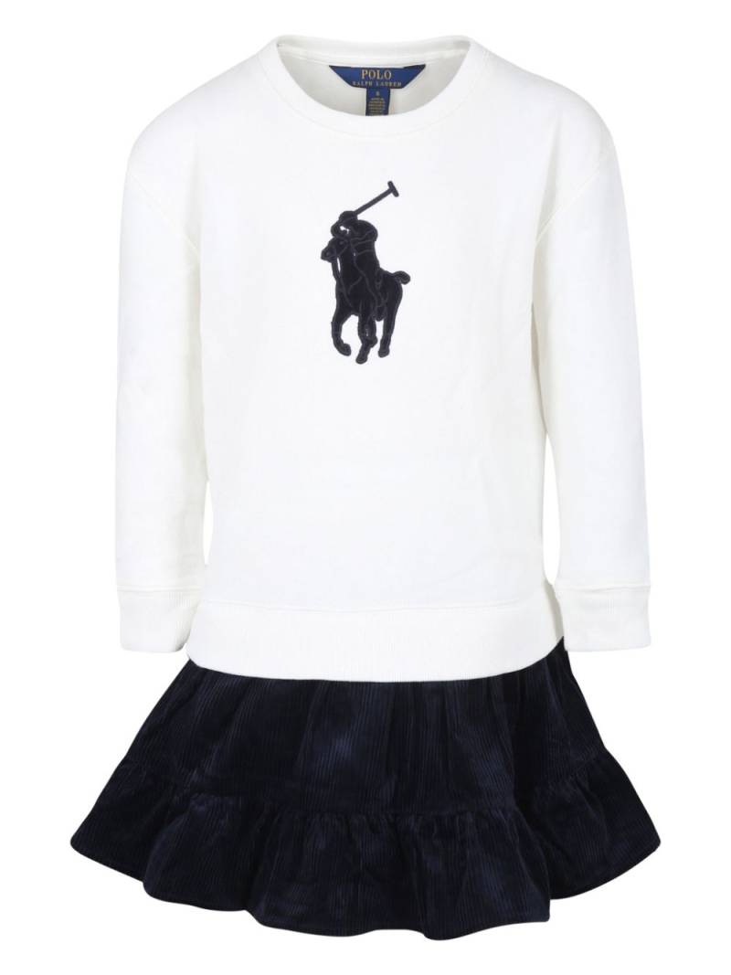 POLO RALPH LAUREN KIDS appliqué-logo cotton-blend dress - White von POLO RALPH LAUREN KIDS