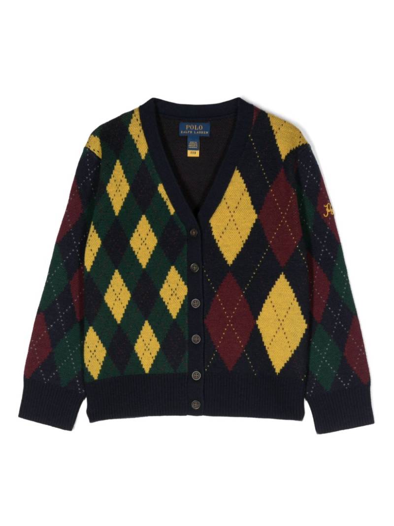 POLO RALPH LAUREN KIDS argyle wool cardigan - Blue von POLO RALPH LAUREN KIDS