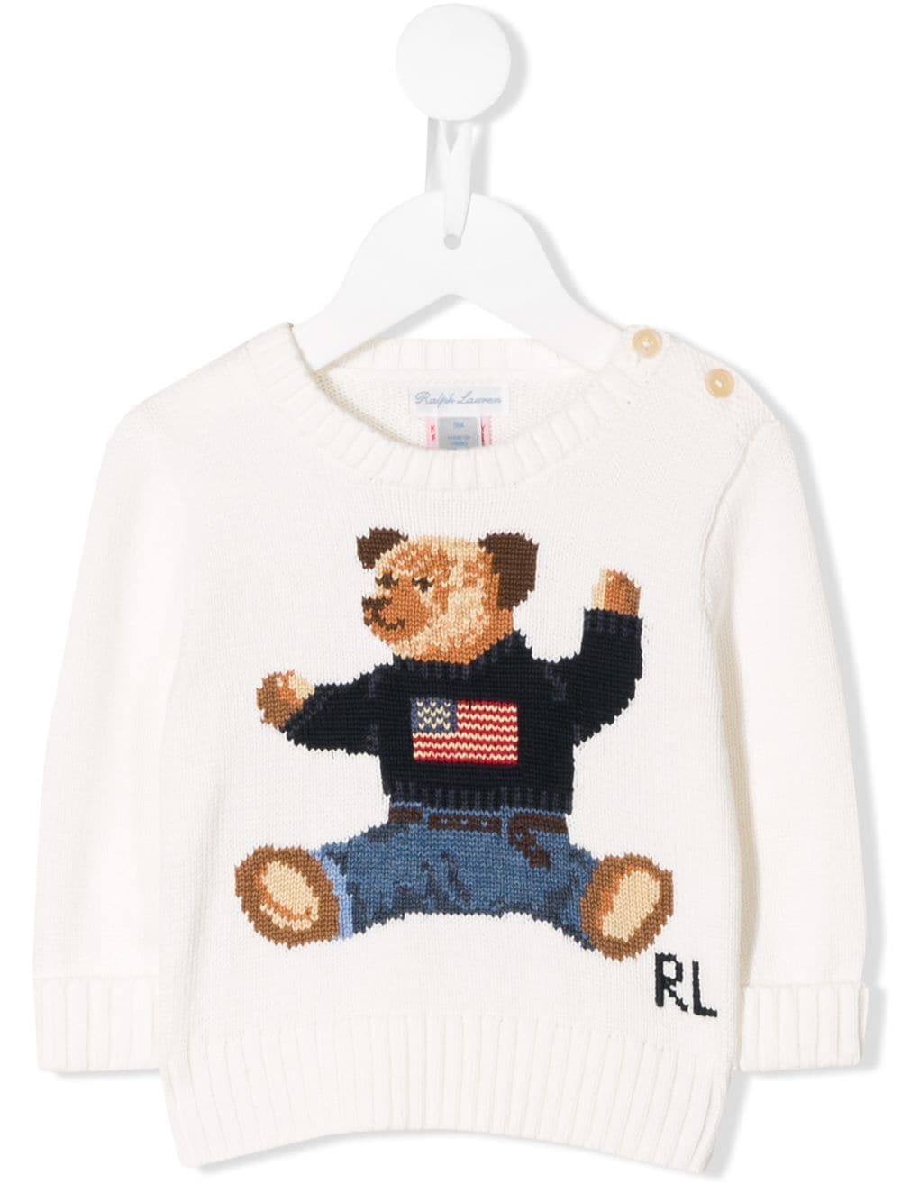 Ralph Lauren Kids bear embroidered jumper - White von Ralph Lauren Kids