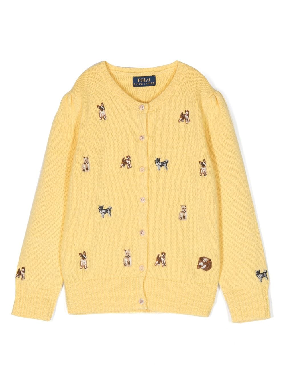 POLO RALPH LAUREN KIDS dog-embroidered buttoned cardigan - Yellow von POLO RALPH LAUREN KIDS