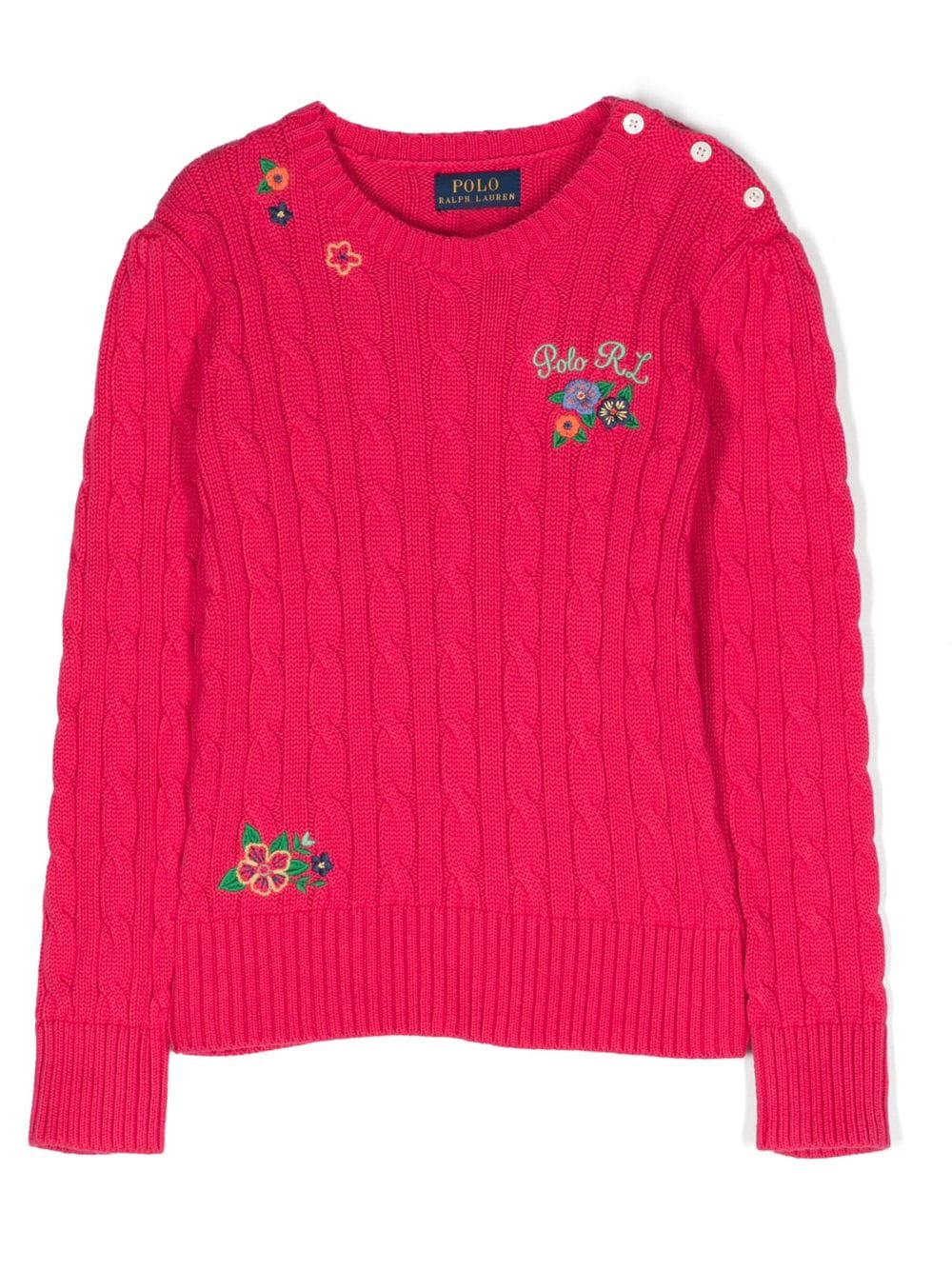 POLO RALPH LAUREN KIDS embroidered cable-knit jumper - Pink von POLO RALPH LAUREN KIDS