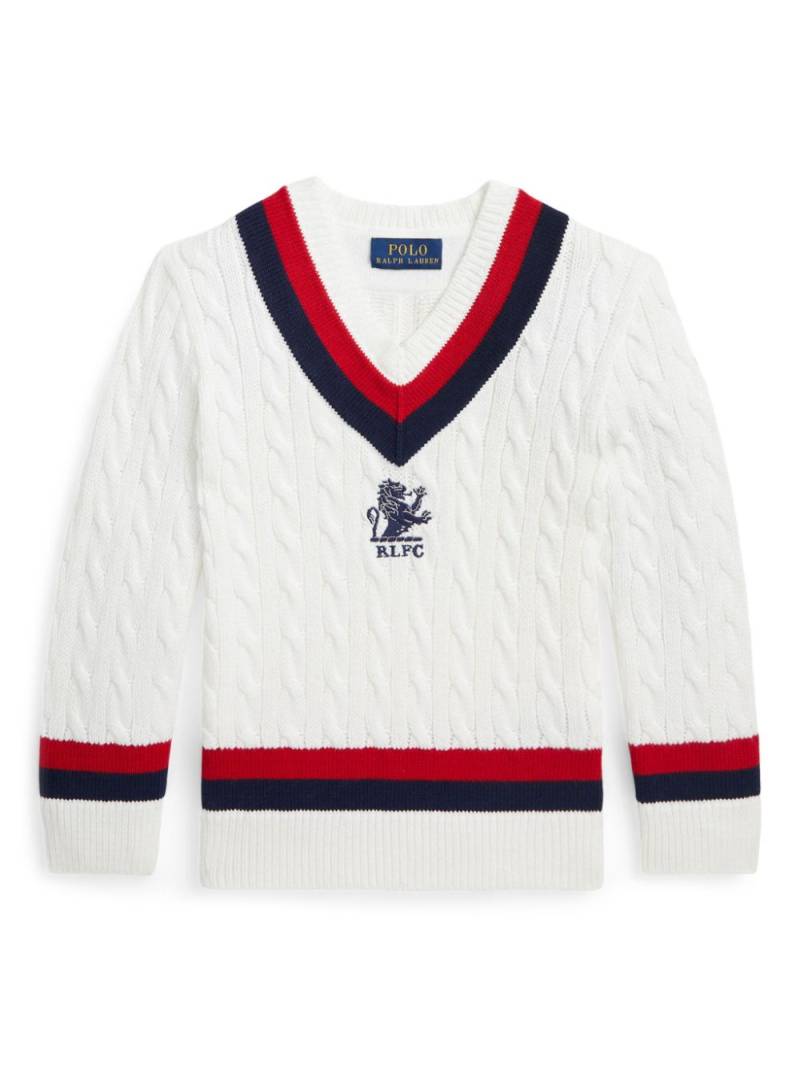 POLO RALPH LAUREN KIDS embroidered cable-knit jumper - White von POLO RALPH LAUREN KIDS