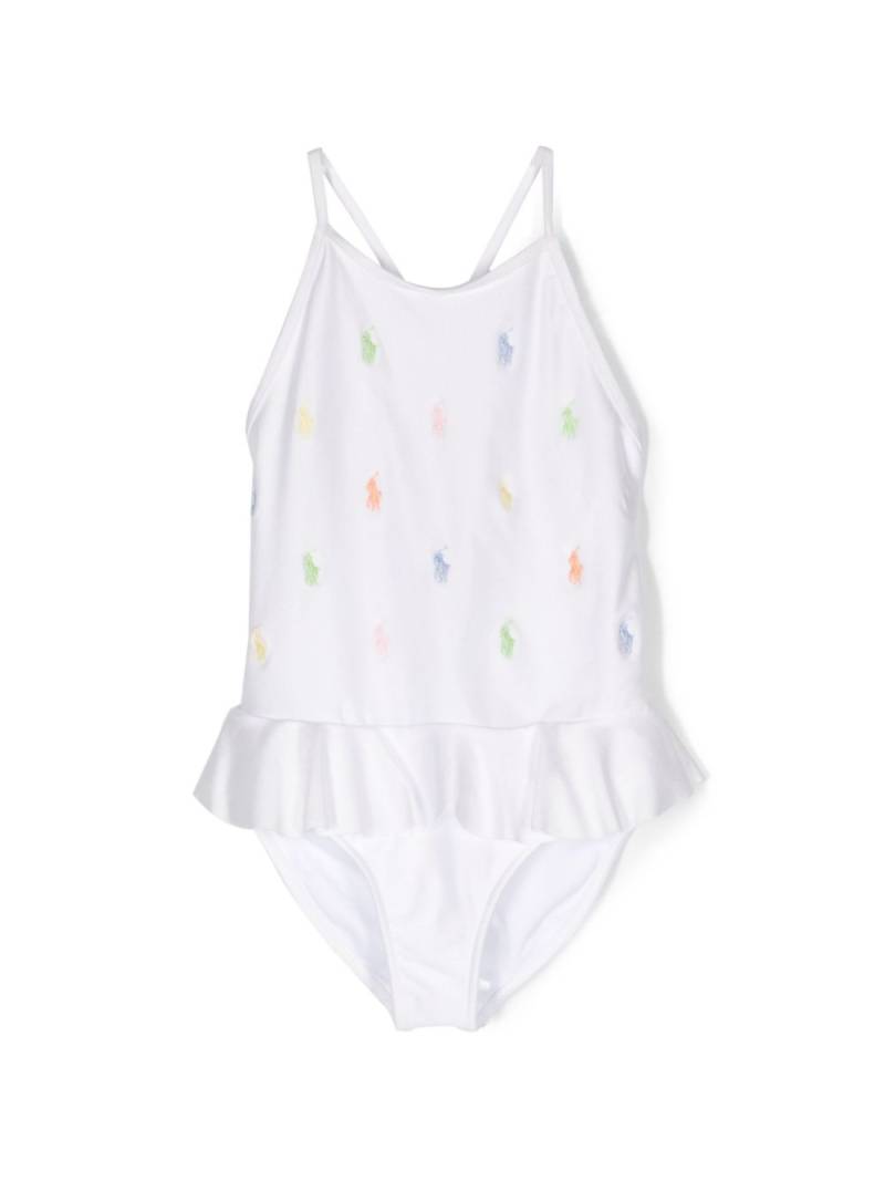 POLO RALPH LAUREN KIDS embroidered-logo peplum swimsuit - White von POLO RALPH LAUREN KIDS