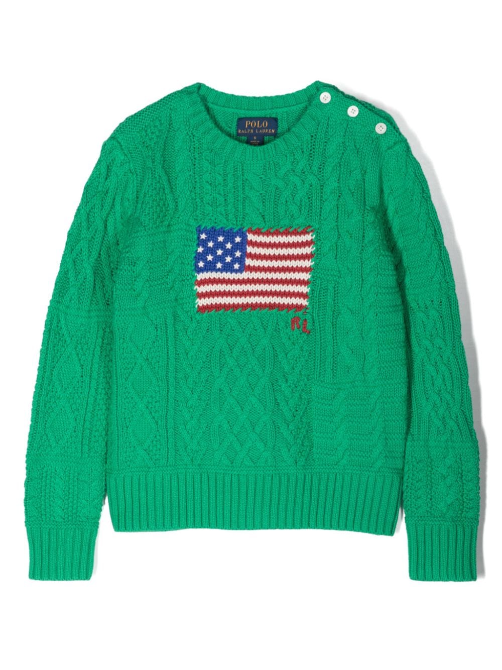 POLO RALPH LAUREN KIDS flag-motif patterned-intarsia jumper - Green von POLO RALPH LAUREN KIDS