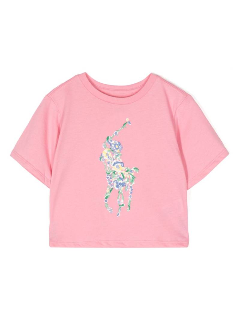 POLO RALPH LAUREN KIDS floral-embroidered cotton T-shirt - Pink von POLO RALPH LAUREN KIDS