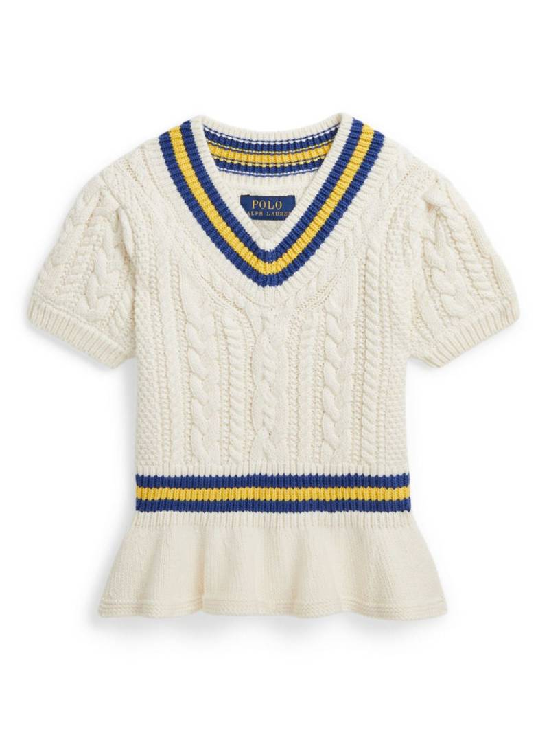 POLO RALPH LAUREN KIDS knitted stripe-detail top - White von POLO RALPH LAUREN KIDS