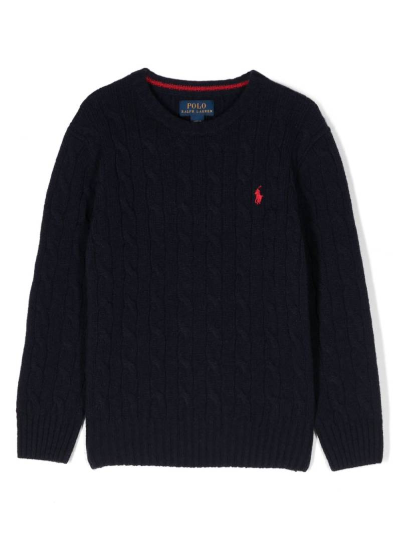 POLO RALPH LAUREN KIDS logo-embroidered cable-knit jumper - Blue von POLO RALPH LAUREN KIDS