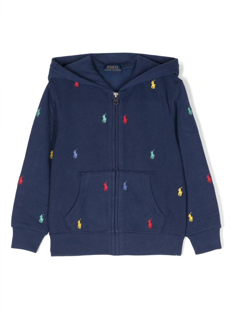 POLO RALPH LAUREN KIDS logo-embroidered pocket hoodie - Blue von POLO RALPH LAUREN KIDS