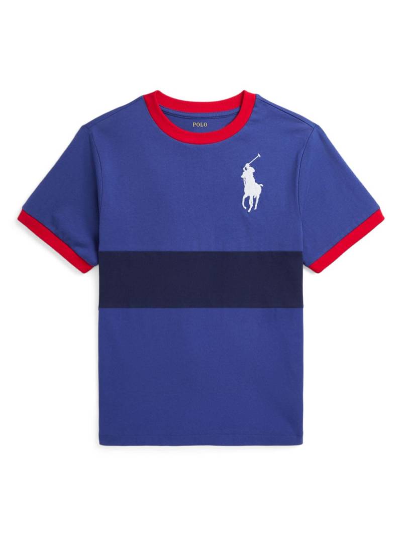 POLO RALPH LAUREN KIDS logo-embroidered stripe T-shirt - Blue von POLO RALPH LAUREN KIDS